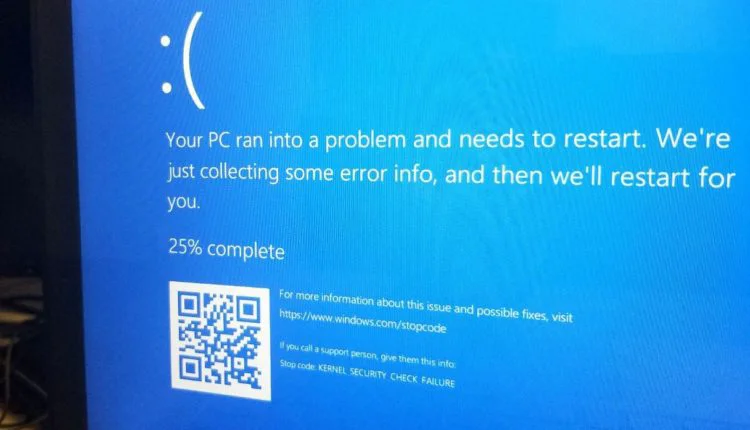 Error de comprobación de seguridad del kernel