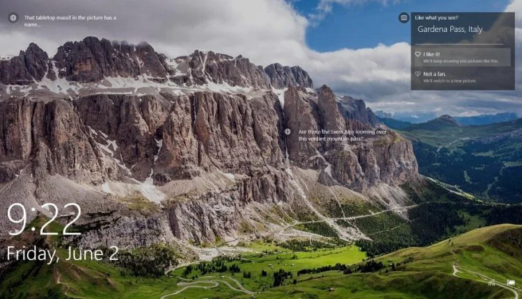 Imágenes de la pantalla de bloqueo de Windows Spotlight