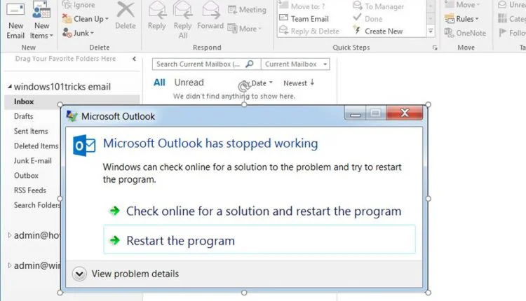 Microsoft Outlook ha dejado de funcionar windows 10