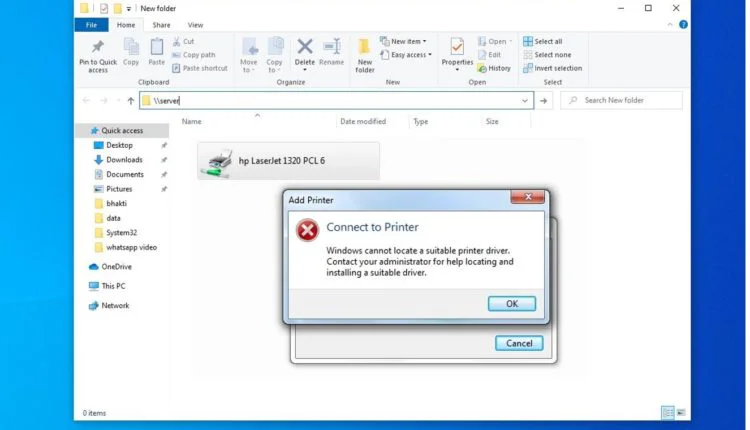 windows no puede encontrar un controlador de impresora adecuado