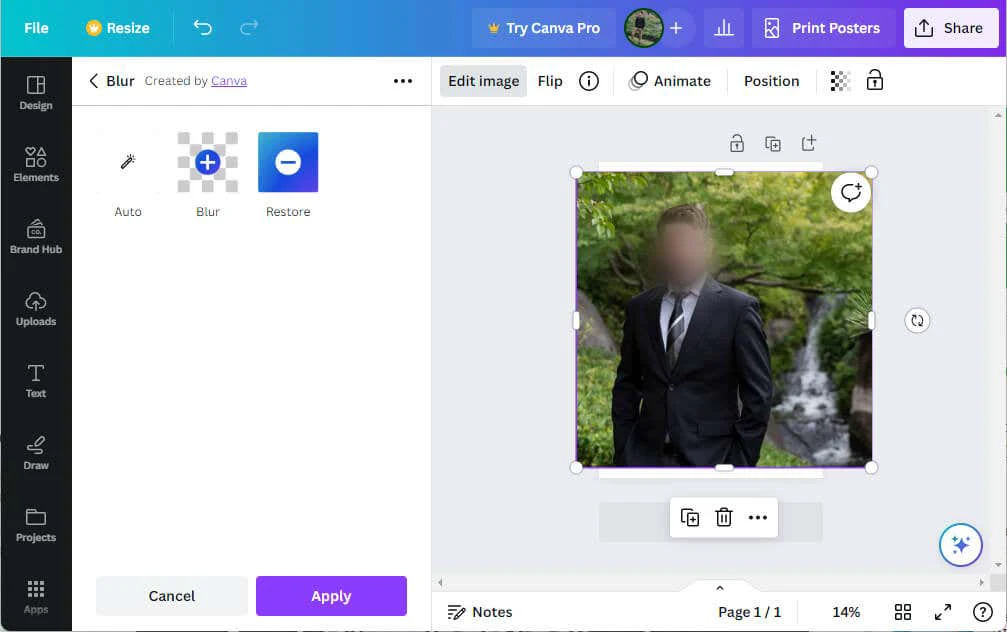 Cómo desenfocar la cara en una foto usando Canva